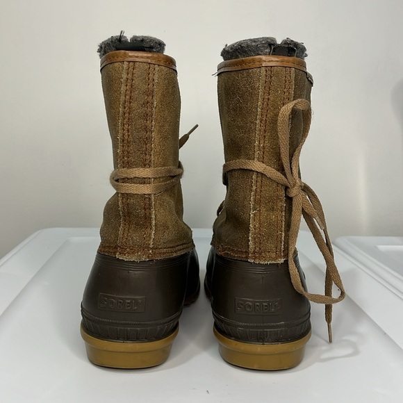 Sorel Ice Pack Boots Men 9 Winter Snow Duck Hunting Brown Leather Wool Liners - Picture 4 of 16